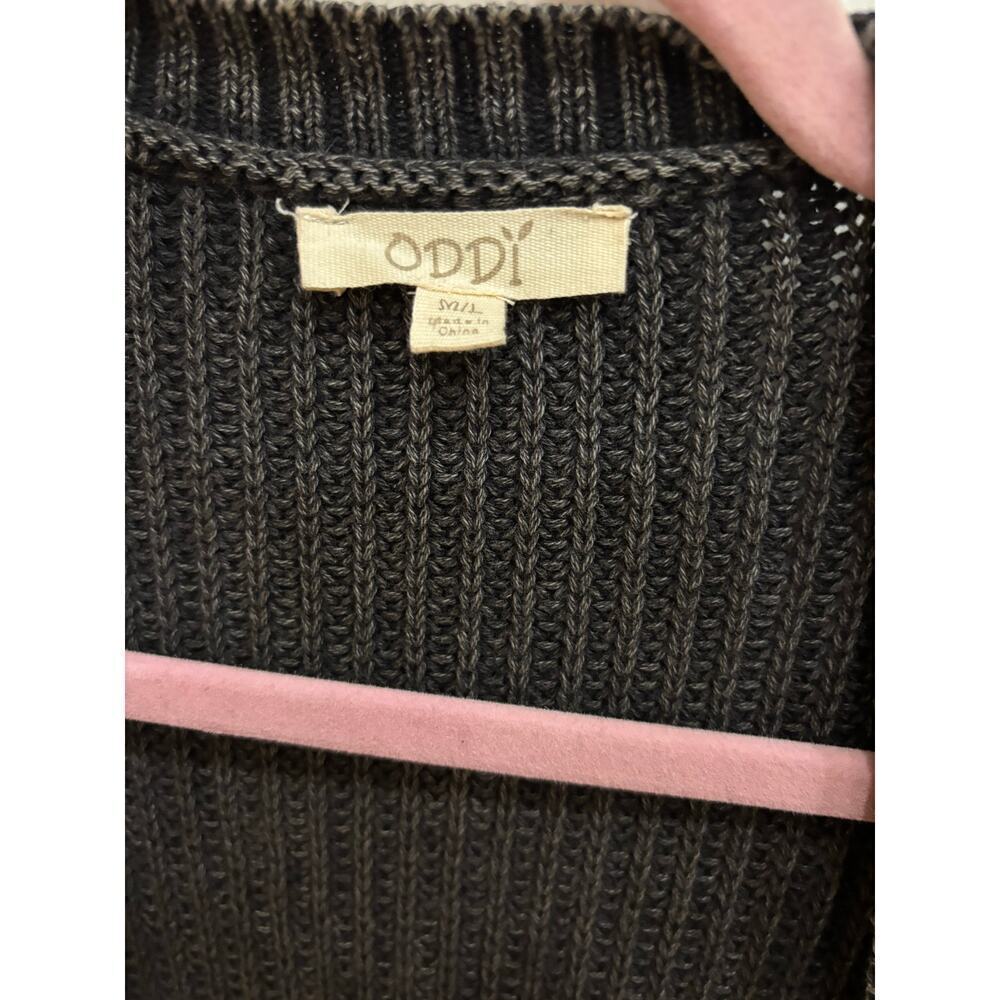 Oddi Very Oversized Long Knit Charcoal Cardigan Size M/L Gray Open Front Pocket - Picture 4 of 6